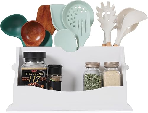 Miniatura 2 de Dythner Soporte para utensilios de cocina para encimera con 4 compartimentos, organizador de utensilios de cocina con asas, soporte de utensilios de