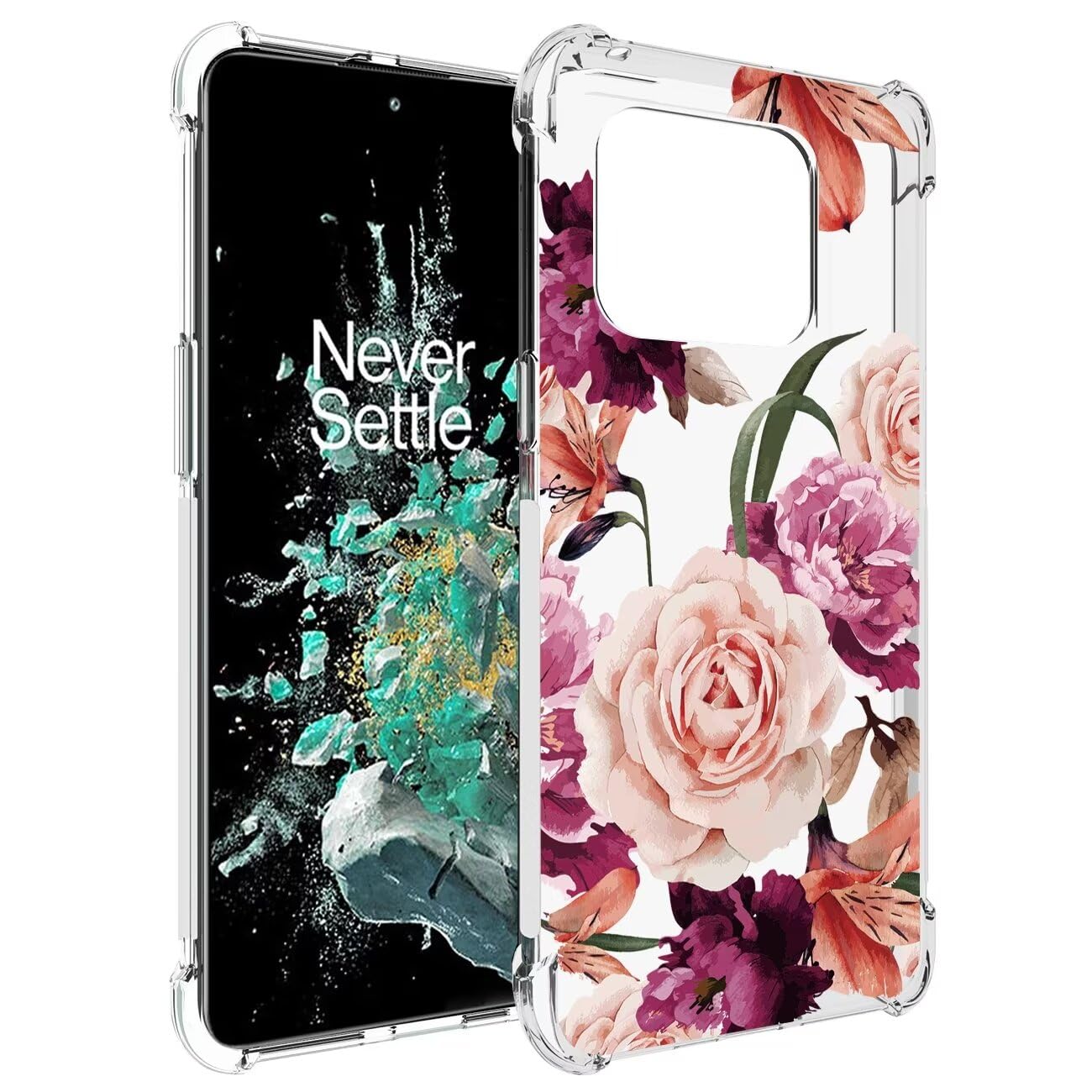 Custodia Per OnePlus 10T 5G / Ace Pro Con Motivo Floreale Trasparente, Cover Sottile In TPU Morbido, Antiurto - 5