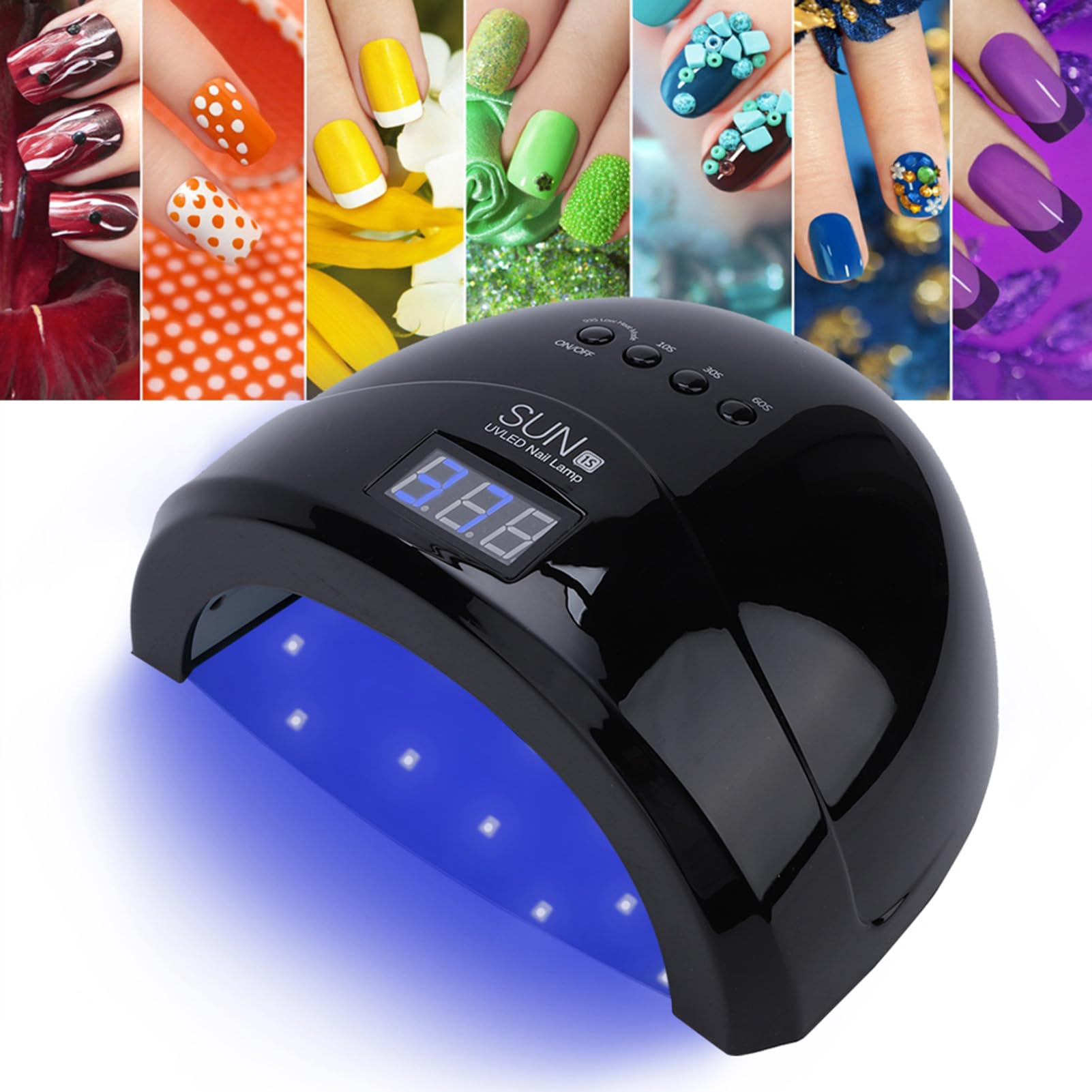 Milltrip 48W LED Nail Lamp - U V LED Nail Dryer with Dual Light Source, 10s Quick Curing Gel Polish Lamp, Manicure Machine with Painless Mode & Timer (US Plug, Black)