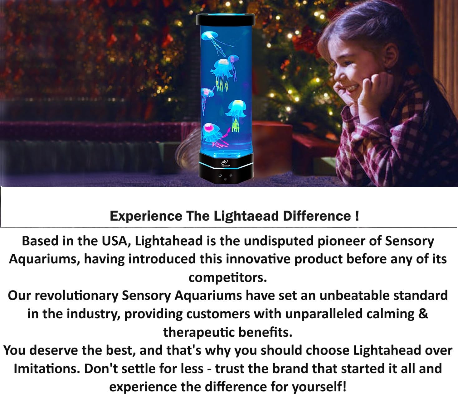 Lightahead LED Fantasy Jellyfish Lamp with Color Changing Light Effects. A Sensory Synthetic Fish Tank Aquarium Mood Lamp. Large (15 Inches Tall)