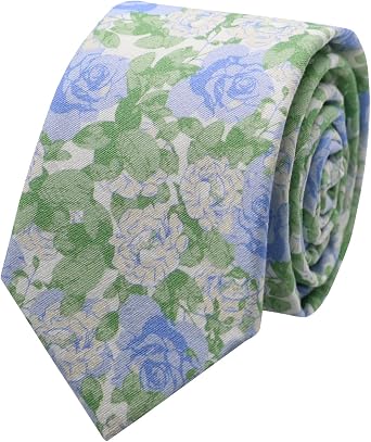 Floral Ties Skinny Tie for Men, Cotton Mens Neckties for Weddings