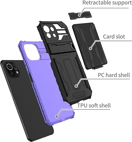 Miniatura 4 de Funda compatible con Honor X7, ranura para tarjeta con función atril integrada compatible con Honor Play 30 Plus a prueba de golpes, funda