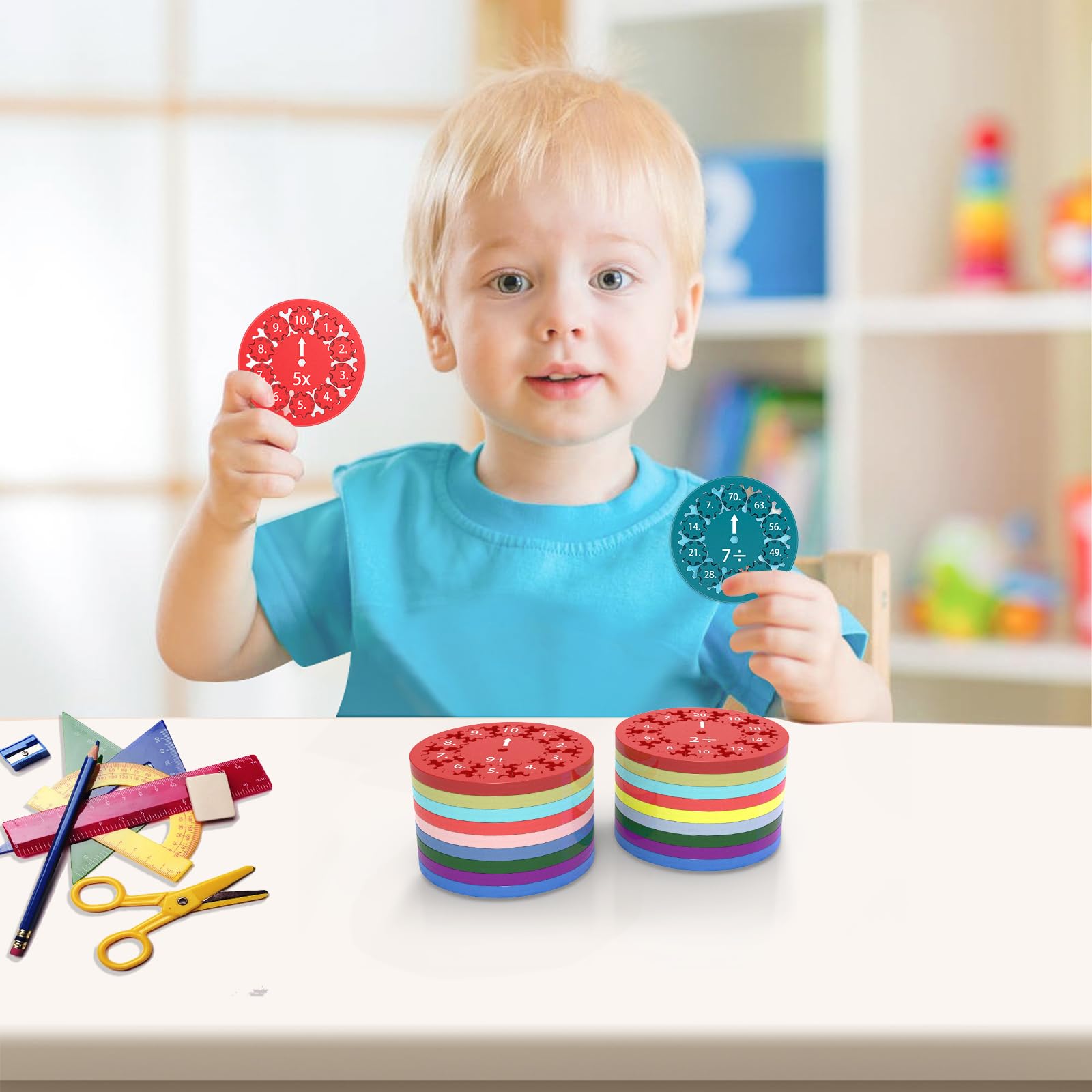 18 Pezzi Fidget Spinner Matematica, Giocattoli Fidget per Bambini, Giocattolo Educativo per Bambini sui Fatti Matematica, Fidget Spinner (Addizione, Sottrazione, Moltiplicazione e Divisione)