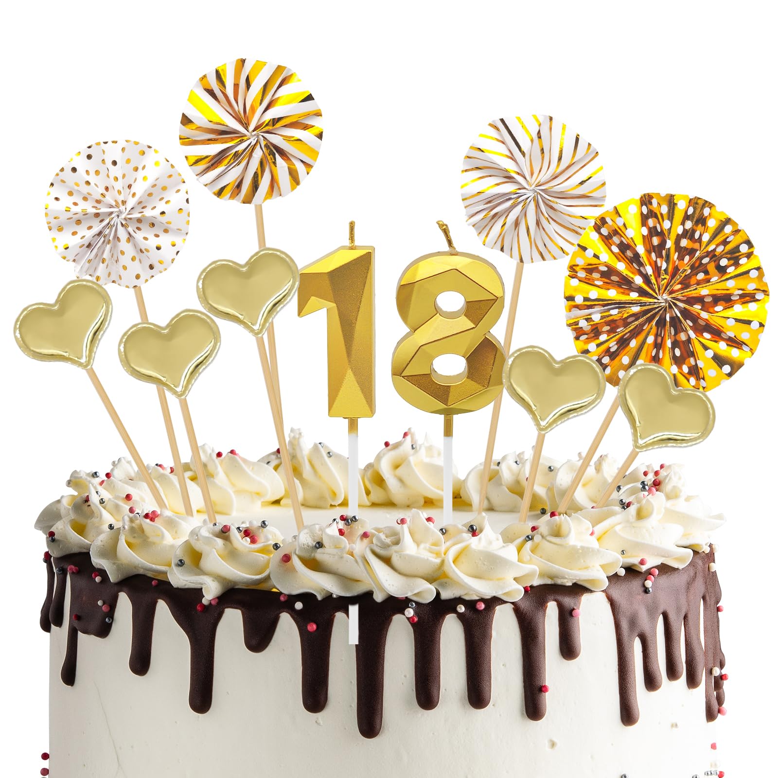 Geburtstagskerzen Zahlen 18 Gold,3D Kerzen Geburtstag für Tortendeko und Kuchendeko,Tortendeko 18. Geburtstag Mann und Frau,Geburtstag Kerzen Deko für Geburtstagsfeier,Hochzeiten