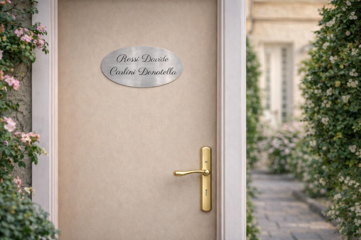 Targa Porta Targhetta Cancello Targhe Ufficio Placca Azienda Insegna Dorata o Argentata | Personalizzabili in laminato plastico da Interno e Esterno