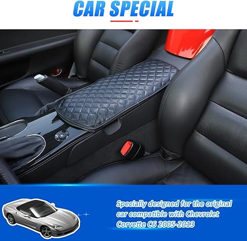 Miniatura 3 de JONKOKO Almohadilla de consola central de automóvil para Chevrolet Corvette C6 2005-2013, funda de reposabrazos de automóvil, cojín de cuero,