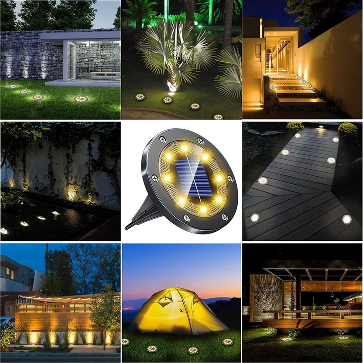 Luci a terra solare, 8 luci da giardino a LED per patio luci a terra per esterni paesaggistica per prato patio percorso cortile ponte
