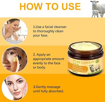 Pure Lanolin Face Balm - Moisturizing, Firming, Hydration, Improving Skin & Soothing, Non-Greasy, Fast Absorption, Daily Moisturizer Face Cream Fights Dry Skin, for Hands, Face & Body(30 oz)