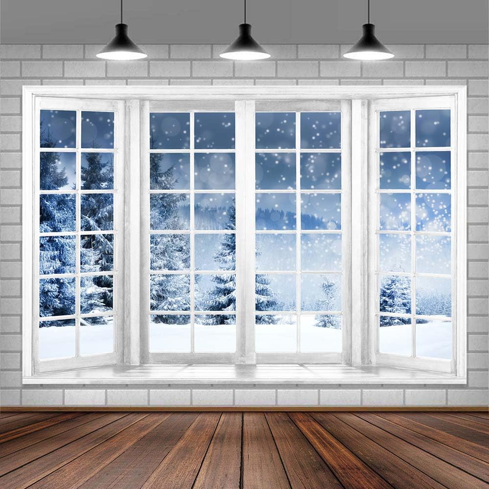 Allenjoy 7x5ft Winter Forest Landscape Photography Backdrop Nature Scenery Glitter