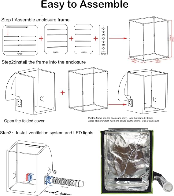 Enclosure for Resin 3D Printer with Ventilation kit and LED Lighting Eliminate or Reduce 3D Printing Smell Constant Temperature Improve Printing Quality Protective Cover for LCD SLA DLP Resin Printers