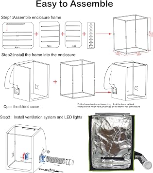 Enclosure for Resin 3D Printer with Ventilation kit and LED Lighting Eliminate or Reduce 3D Printing Smell Constant Temperature Improve Printing Quality Protective Cover for LCD SLA DLP Resin Printers