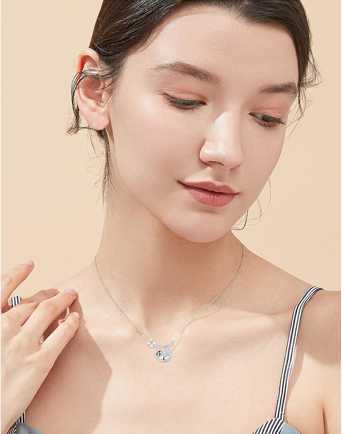 925 Sterling Silver Sloth Necklace Cute Animal Pendant Jewelry Gifts for Women - Image 3