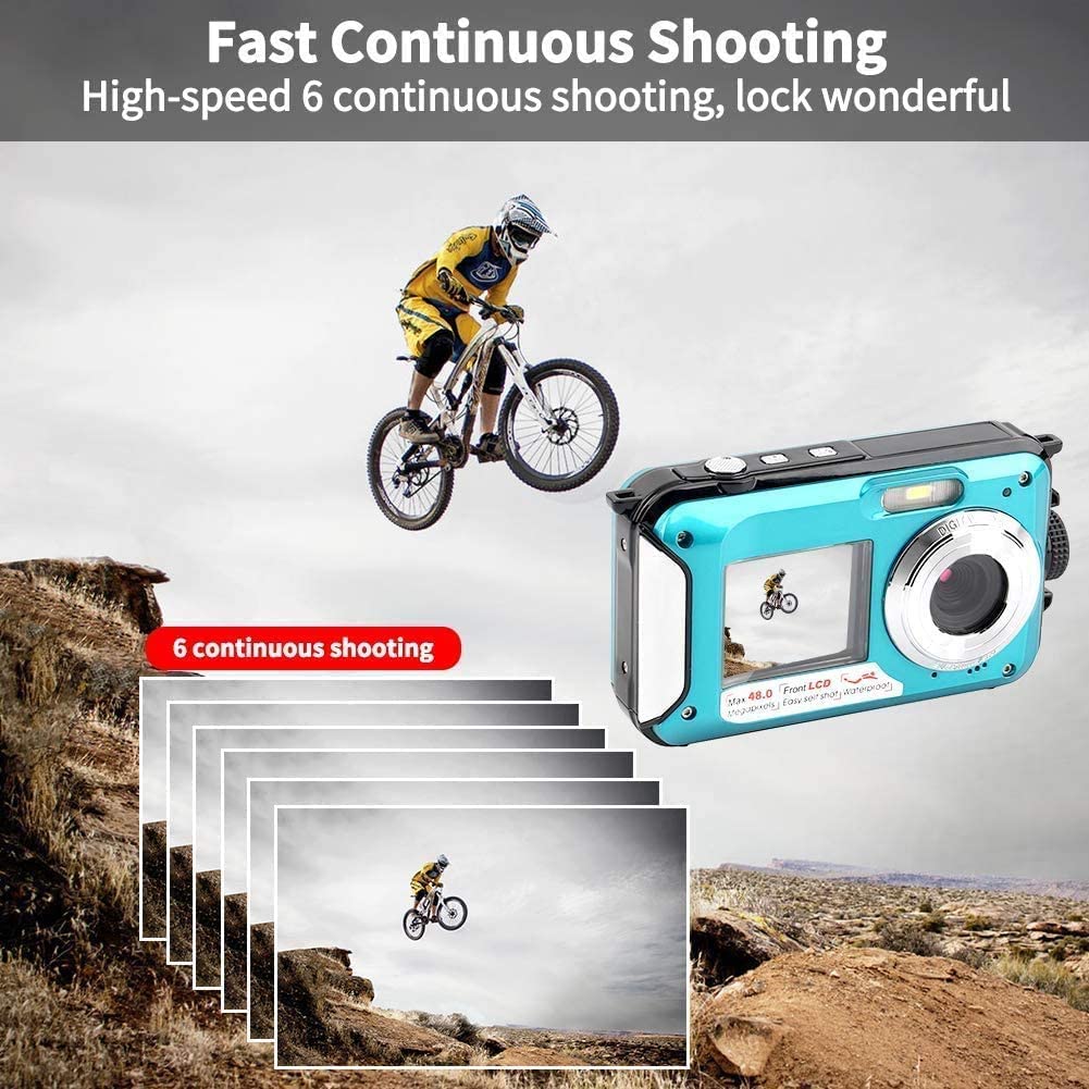 Appareil Photo Etanche sous Marin Caméscope 2.7K 1080P FHD 48 MP Améra Vidéo Numérique Camescope Vidéo Selfie Action Caméra