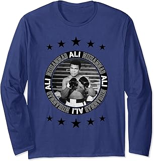 Muhammad Ali - Boxing Stance With Stars Long Sleeve T-Shirt