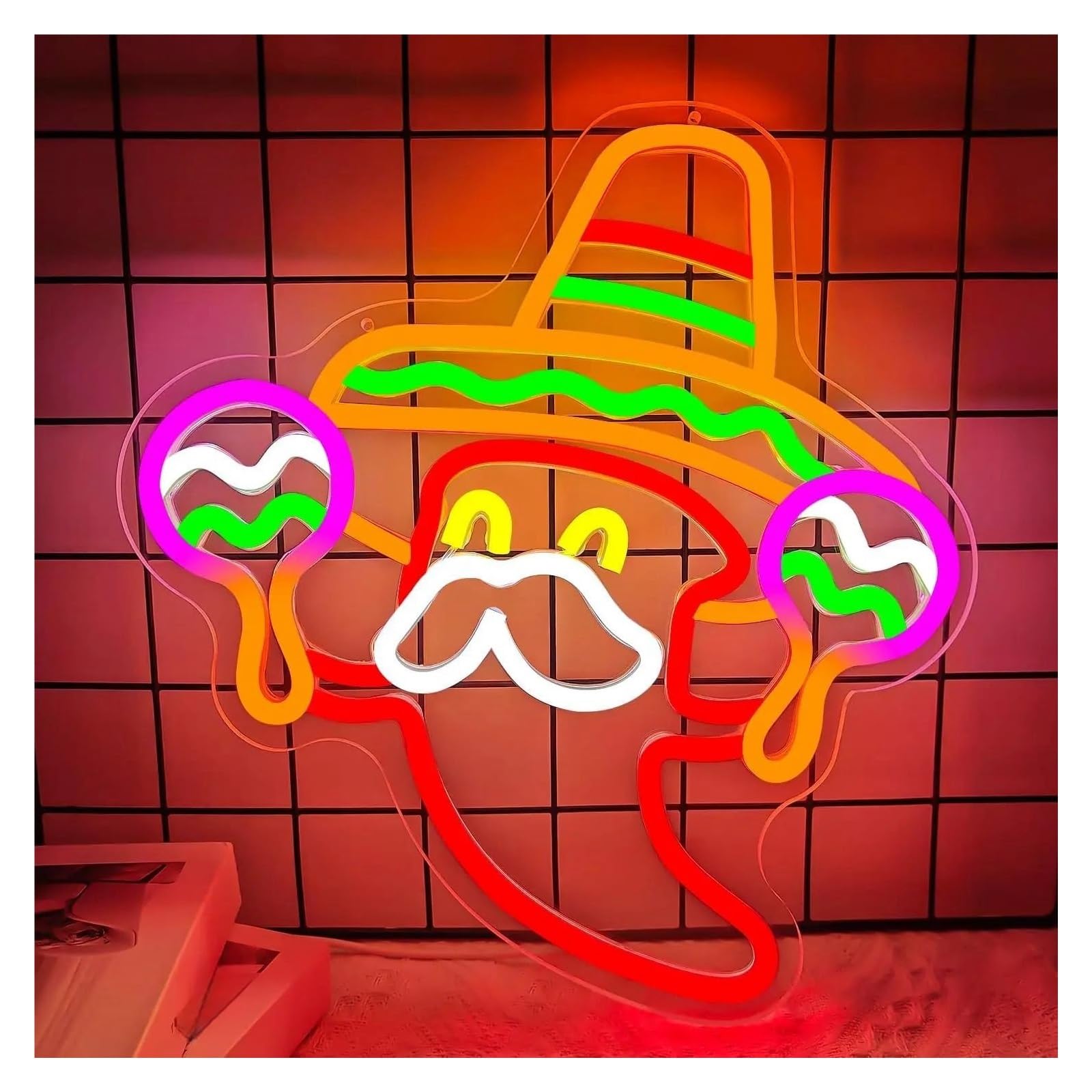 Lemst One Color Signs Lamp Mexican Neon Sign Usb Dimmable Cinco De Mayo Light For Home Taco Party Aesthetic Decorations 31.5Cmх29.3cm