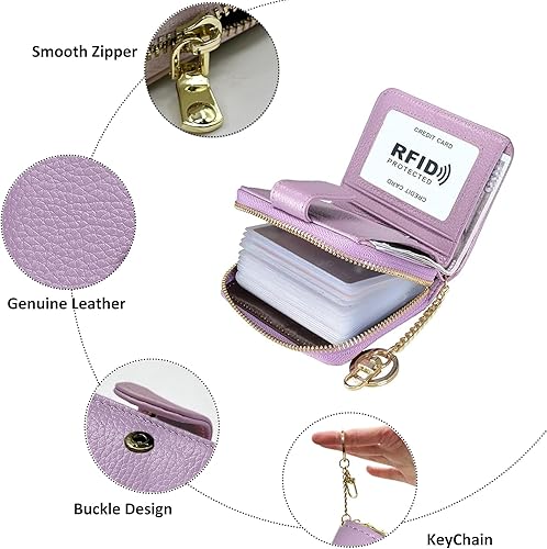 Miniatura 3 de Beurlike billetera de cuero, con tarjetero con bloqueo RFID, organizador, billetera segura para mujer