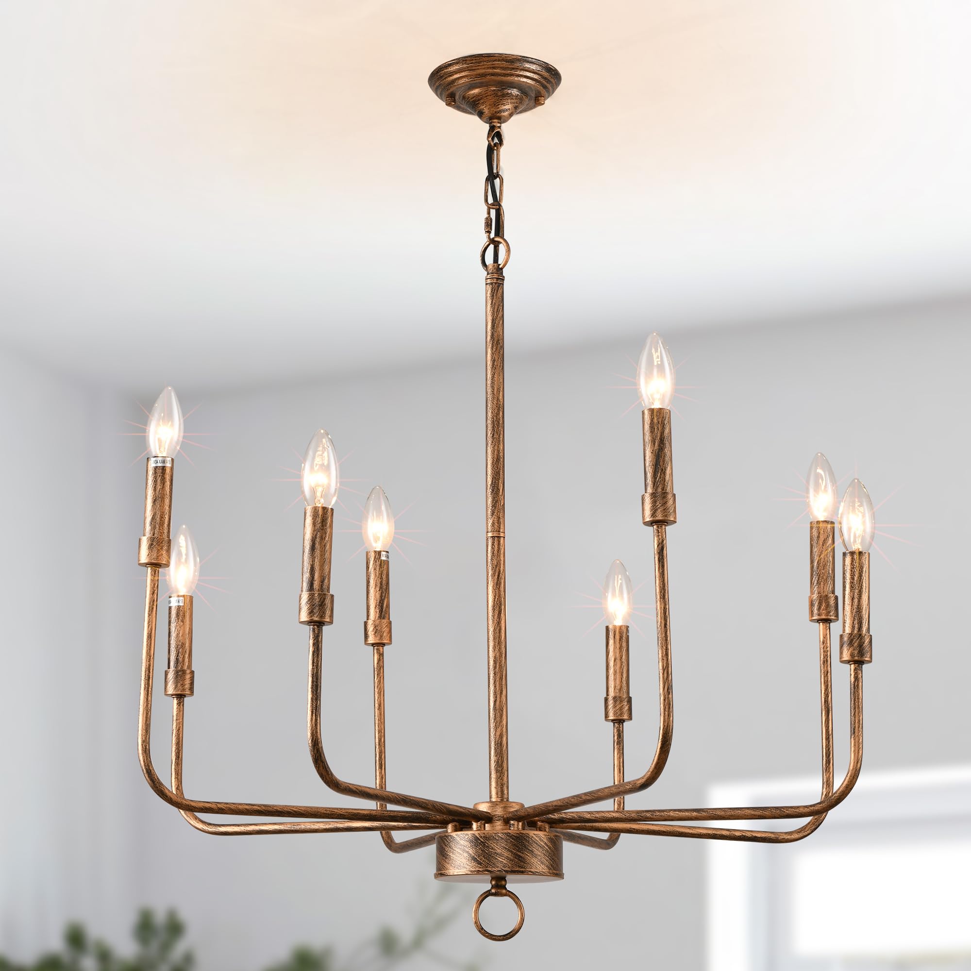 Ganeed Lámpara de techo colgante Mesa de comedor antigua Lámpara de araña colgante Lámpara de 71 cm bronce 8 luces