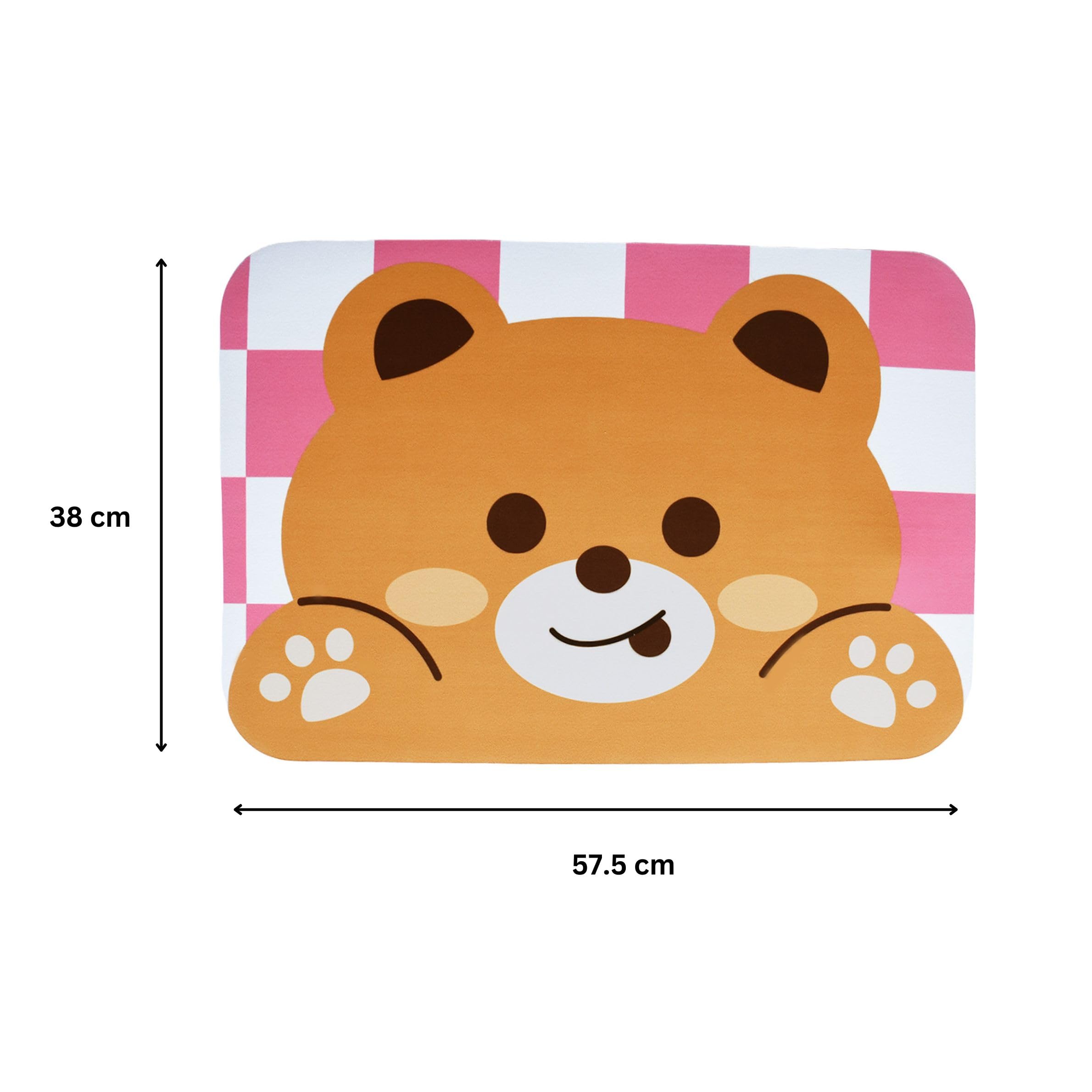 THE LITTLE LOOKERS Bathroom Mat for Kids Room/Bathroom Carpet/Anti-Slip Bathroom Mat for Kids/Doormats for Baby Room, Washable & Non-Slip (Bear - Pink) - Image 2 thumbnail