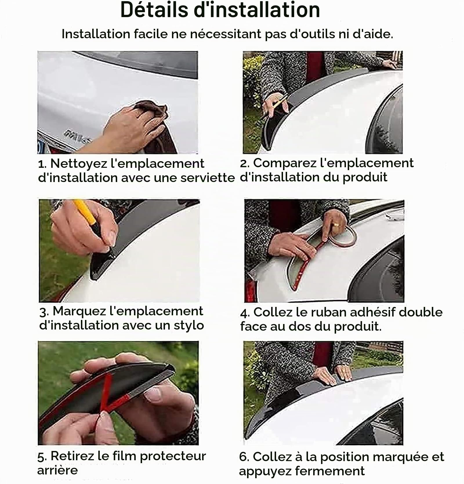 Reveal Premium ABS Design Aileron arrière de Voiture, Aileron de Coffre, pour Mercedes Benz Classe A W176 A180 A200 2013-2018 Noir Clair, Kit de décoration de carrosserie