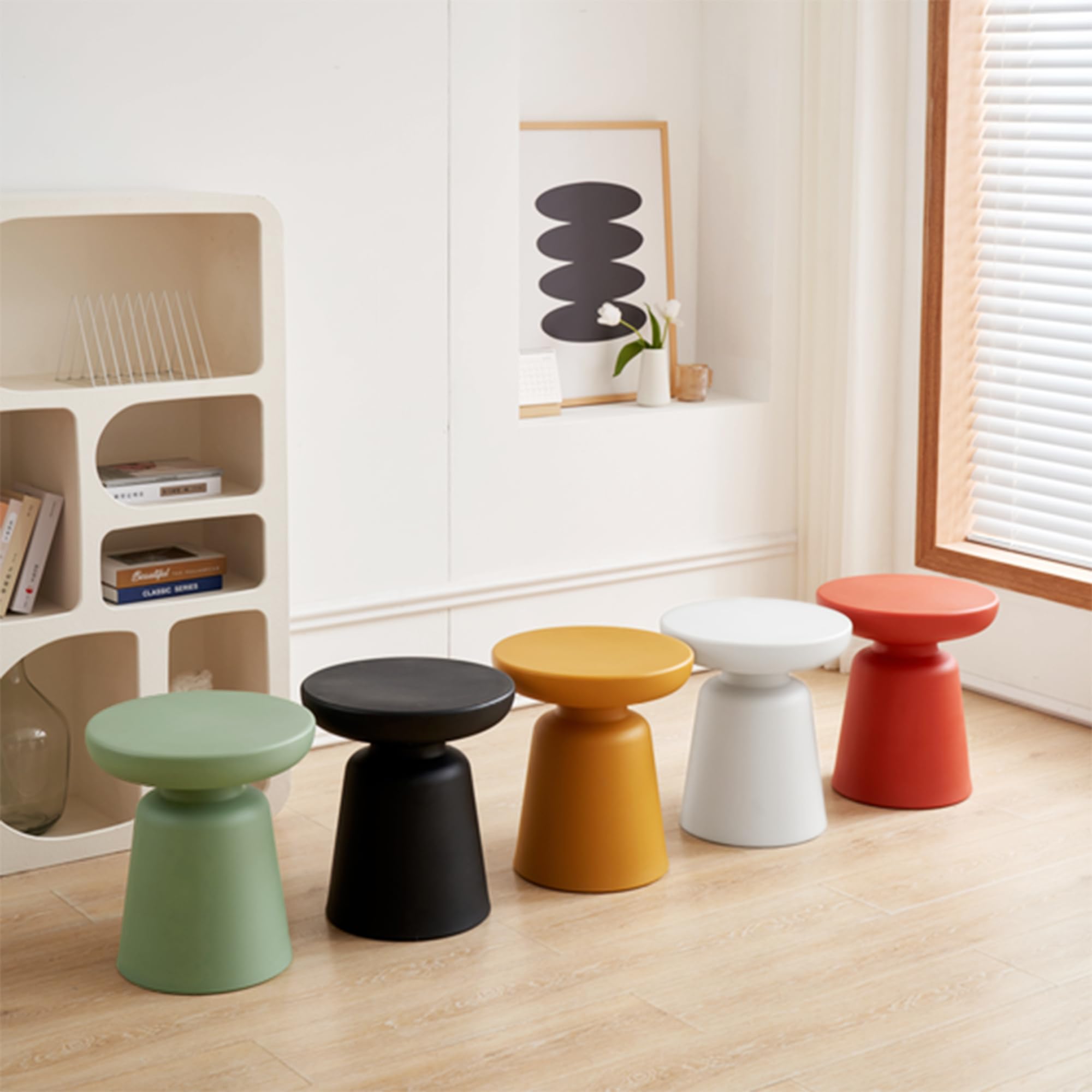 [en.casa] Mesa Auxiliar Posio para Salón Dormitorio Recibidor Mesa de Sofá de Diseño Único Mesilla de Noche Mesita de Café con Tablero Redondo 44 x Ø40 cm - Verde