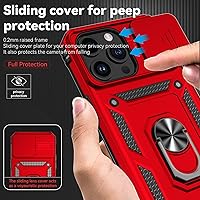 Vista 2 de SunStory Funda compatible con iPhone 15 Pro Max con protector de pantalla HD, cubierta de cámara deslizante y soporte de anillo giratorio