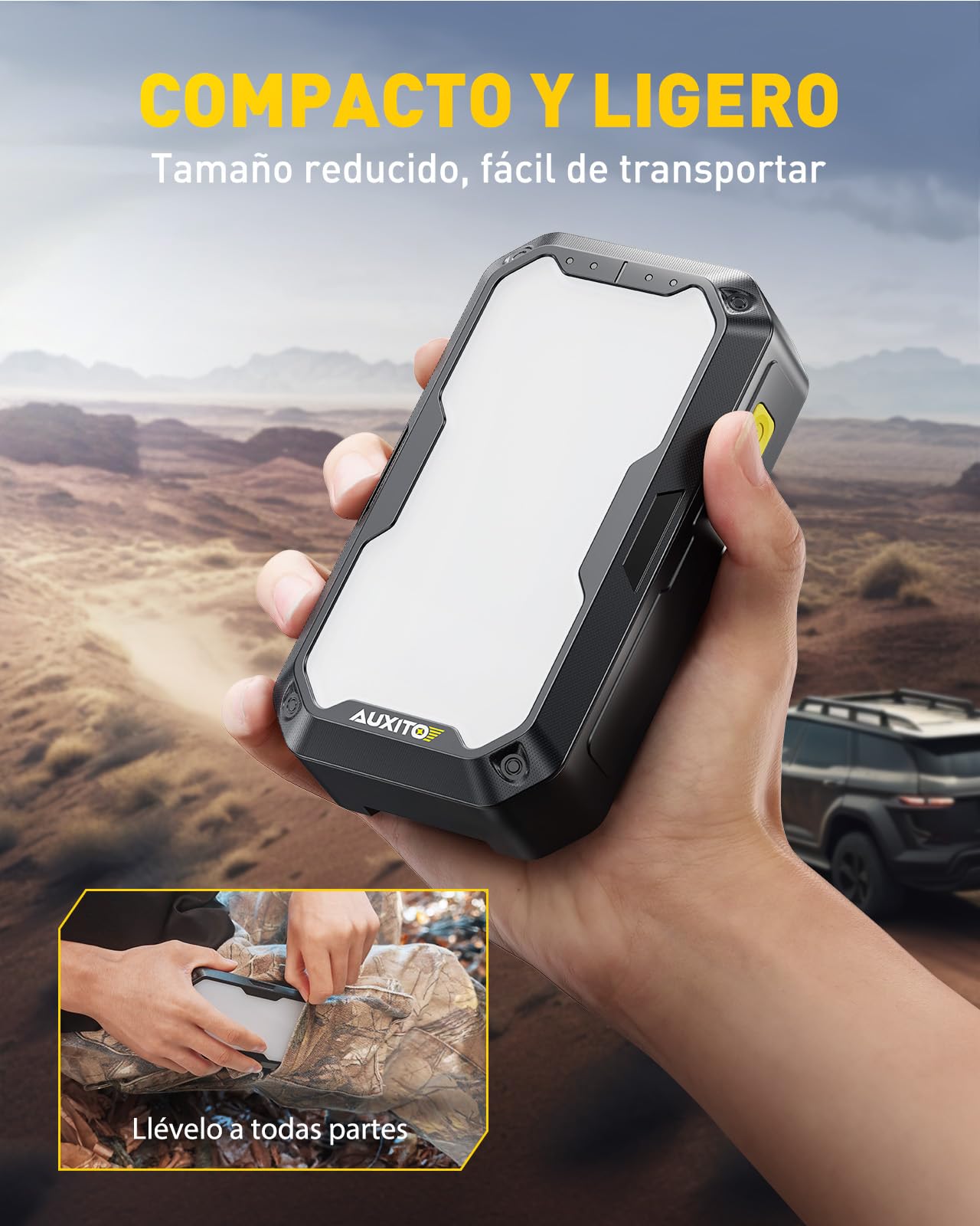 AUXITO Arrancador de Coches 5000A 12V 10L/8L–Panel LED 2000lm Magnético | UltraSafe Jump Starter con Powerbank/Linterna de Camping,Arrancador de Coches Portátil,Ideal para SUV, Moto y Cortacésped
