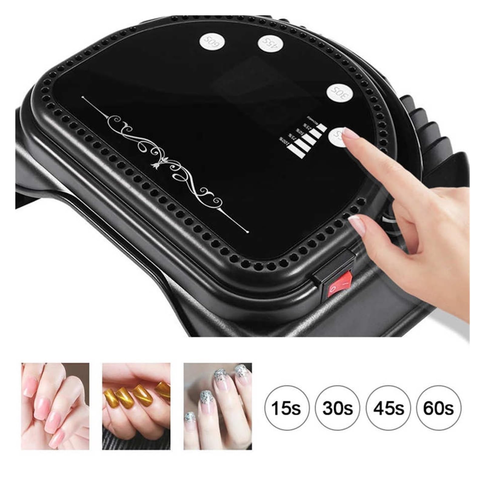 Lampa UV do paznokci, 64W LED lampa UV do paznokci suszarka Salon 32 diody utwardzania wszystkich żelowych lakierów z automatycznym czujnikiem Manicure Pedicure
