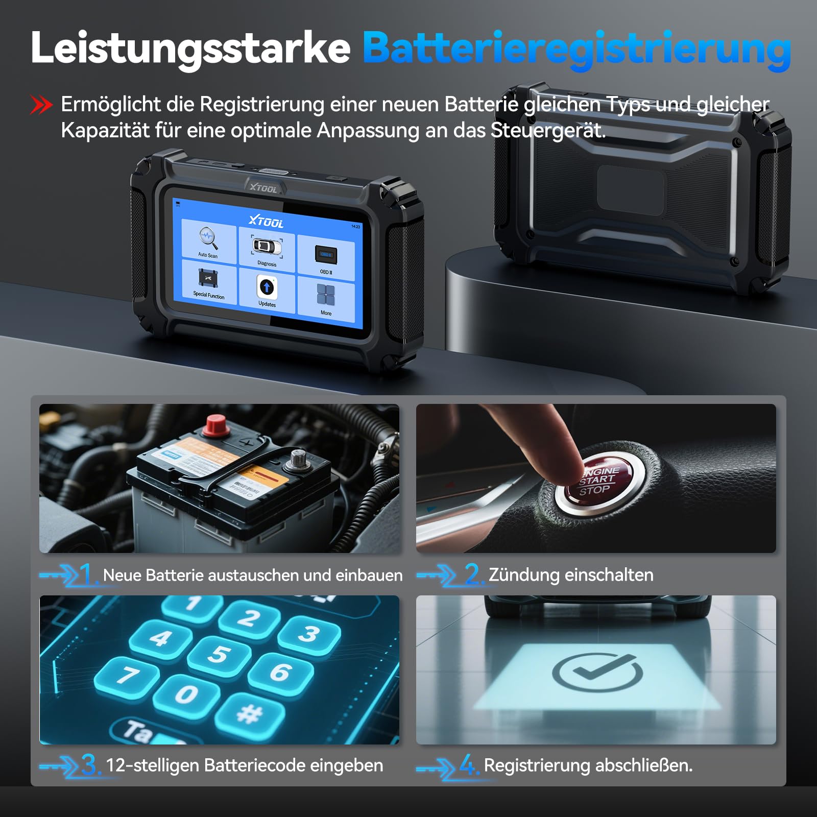 XTOOL IP500-BMR OBD2 Diagnosegerät für BMW/Mini/RR, ECU Codierung, Bidirektionale Steuerung, Vollsystem, Batterieregistrierung, 23+ Resets, ABS EPB SAS SRS DPF, Live-Daten, Lebenslang Updates