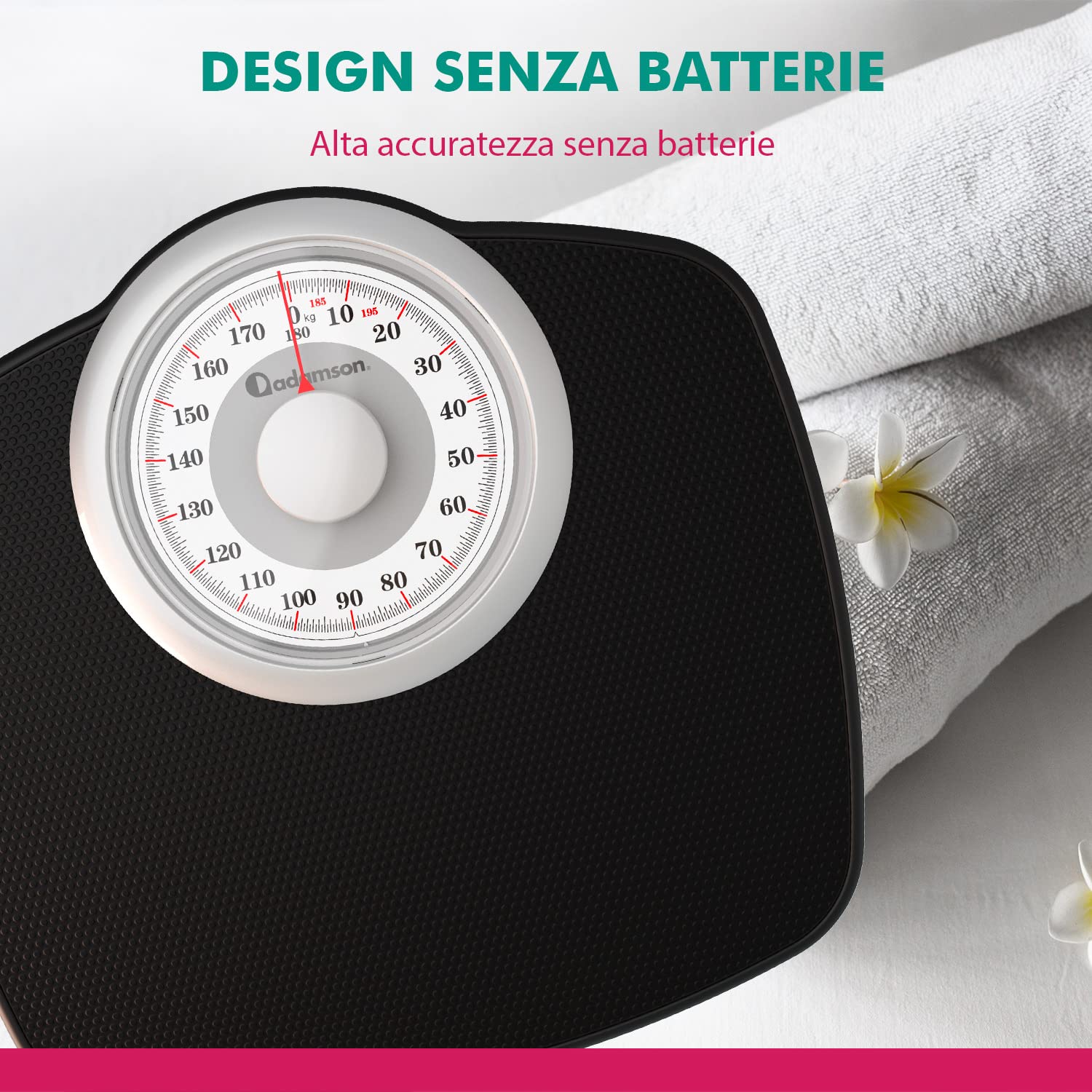 Adamson A25W Bilancia Pesapersone Meccanica, Analogica, Fino a 180 kg, Piedini Anti Scivolo – NUOVA - Durevole, Accurata e precisa – 20 Anni di Garanzia – Camera da Letto e Bagno