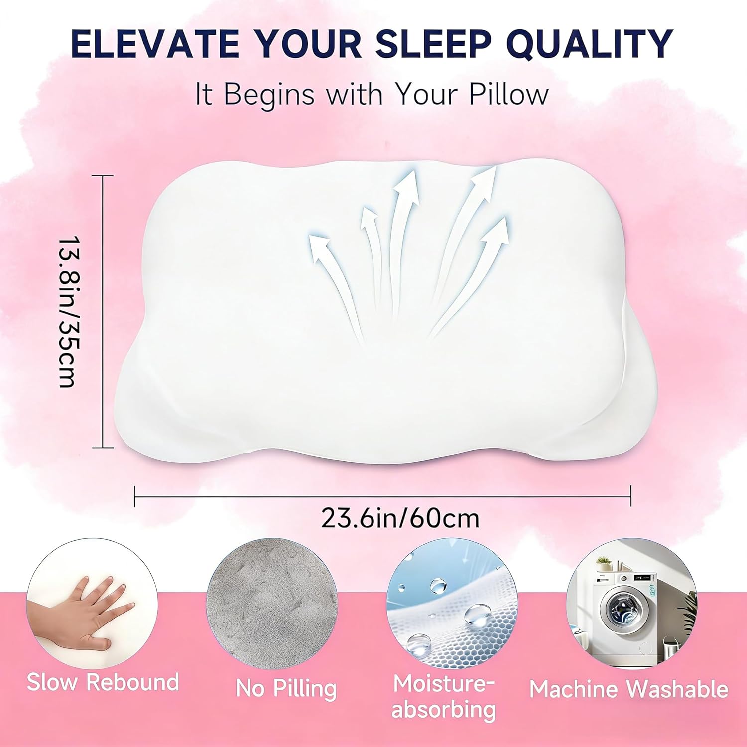 Mellow Cloud Align Pillow for Side Sleepers - Ergonomic Cervical Memory Foam Bed Pillow for Neck Pain Relief, Spinal Support & Adjustable Loft - Mellow Sleep Pillow with Cooling Cover (White)