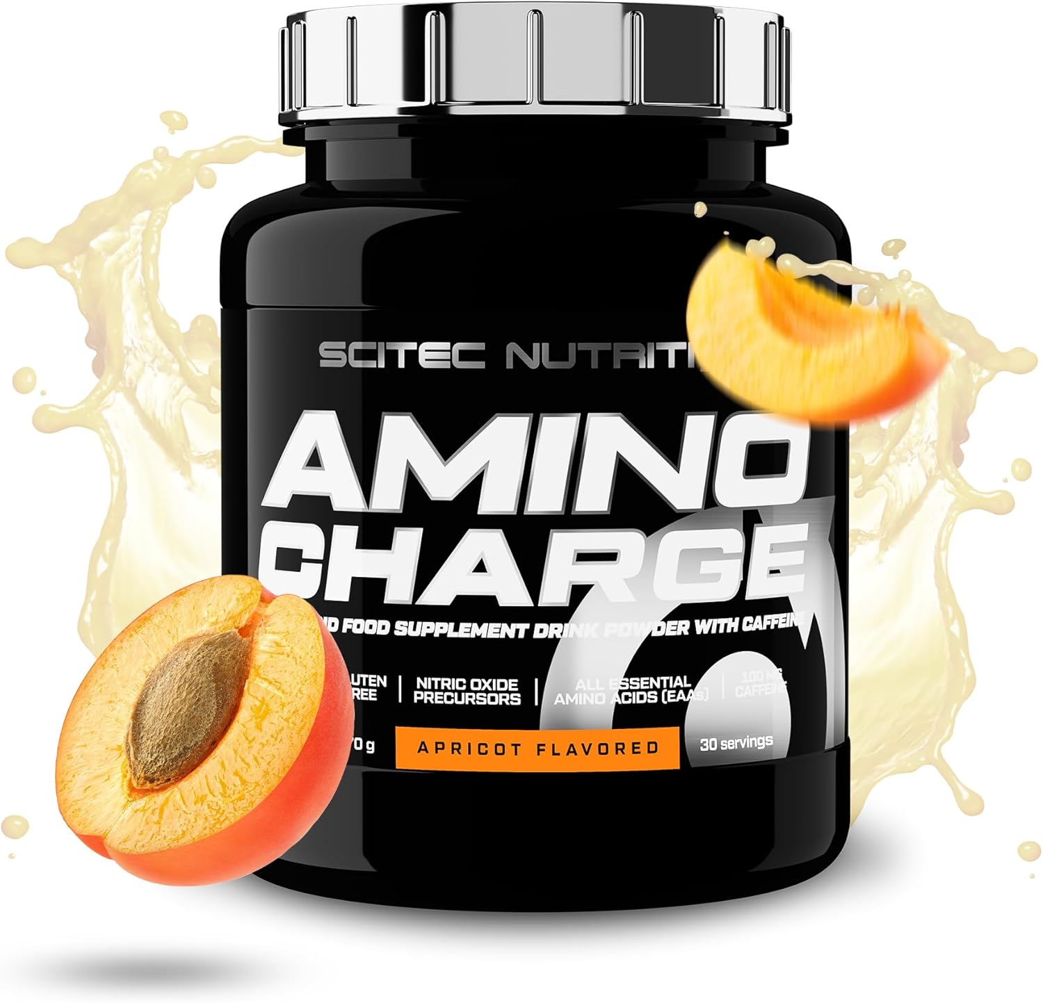 Scitec Nutrition Amino Charge, Gearomatiseerd drankpoeder met aminozuren, cafeïne en zoetstoffen, suikervrij en glutenvrij, 570 g, Abrikoos