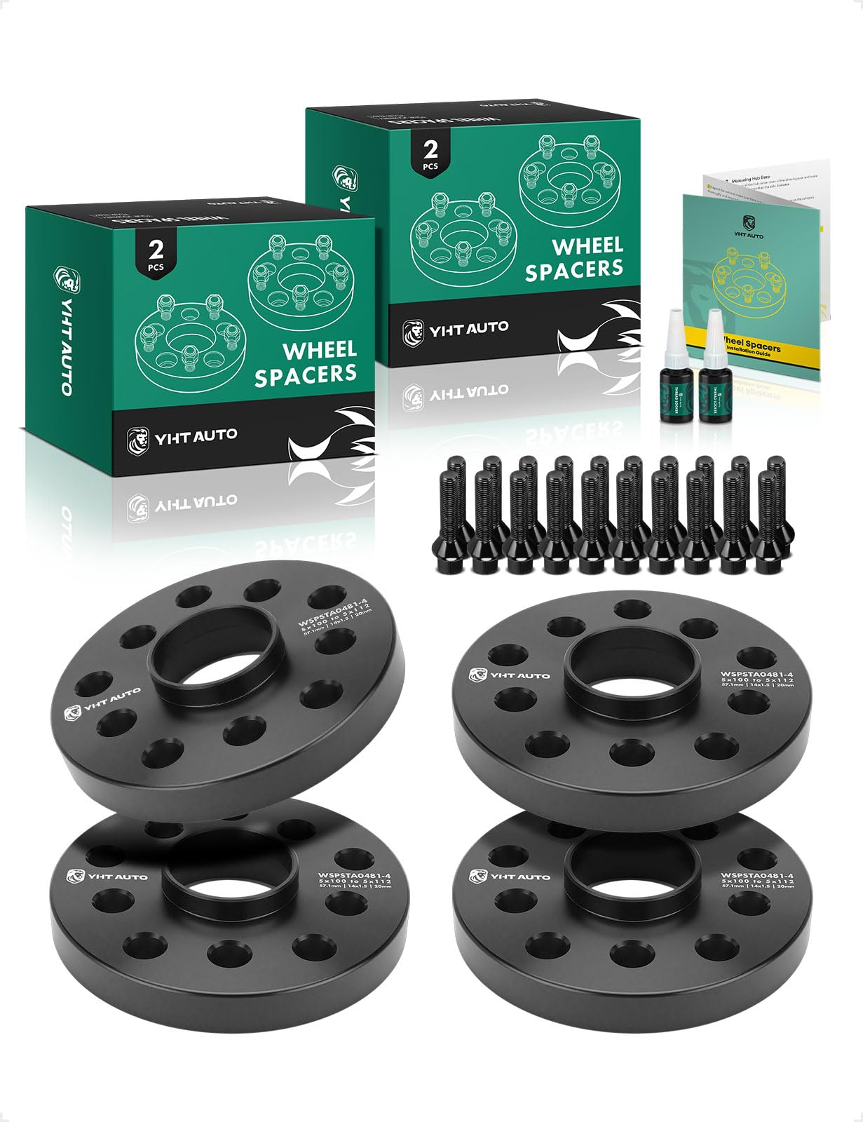 YHTAUTO 5x100/5x112mm Hub Centric Wheel Spacers 20mm Compatible with Audi, Volkswagen Models, TT, Beetle, Golf, Jetta, Passat, Wheel Tire Spacers