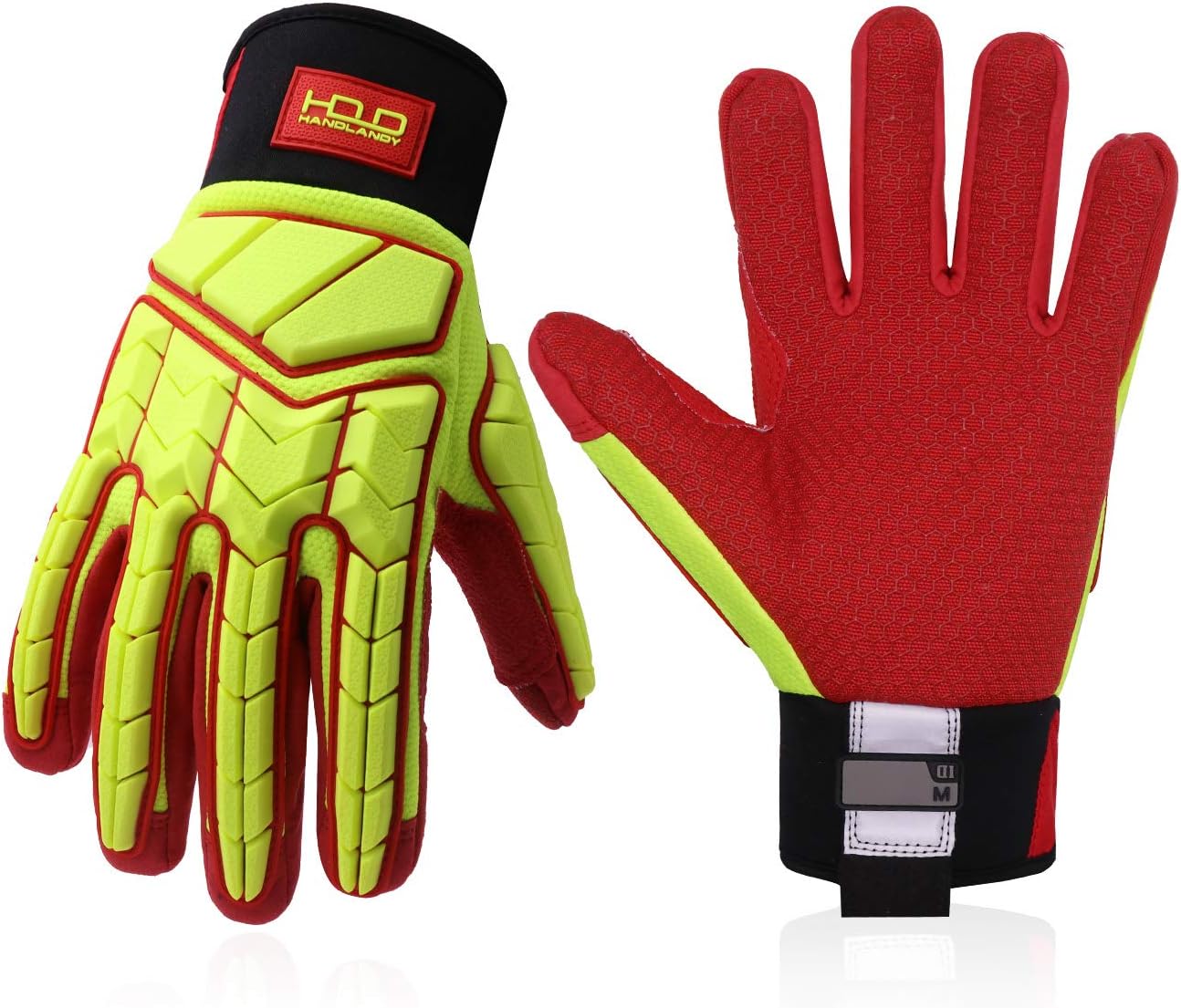 HLDD HANDLANDY Heavy Duty Work Gloves, SBR Padding, TPR Protector Impact Gloves, Anti Vibration Mechanic Gloves