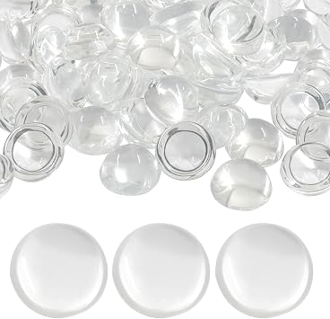 Bivethoi 100 Pcs 14mm Clear Glass Cabochons, Crystal Clear Dome Glass Gems for DIY Craft, Photo Charms, Jewelry Making, Cameo Pendants, Bracelets, Necklaces