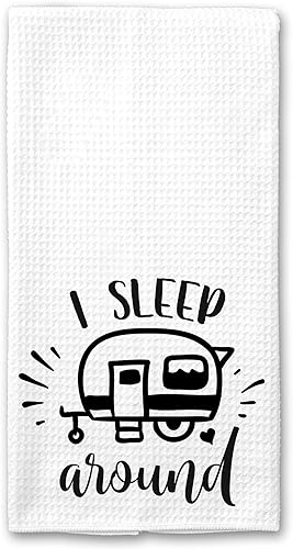 I Sleep Around Funny Camper Microfiber Kitchen Bar Tea Towel