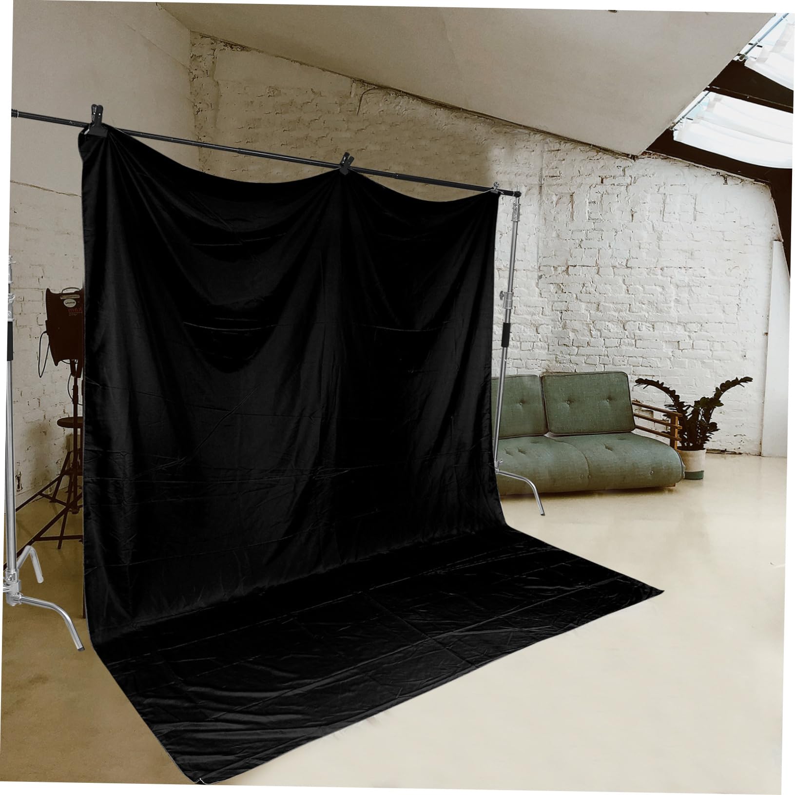 Housoutil Sfondo Fotografico Nero in Cotone Poliestere, 2,5x3m, Riutilizzabile e Facile da Lavare, per Video e Interviste in Diretta