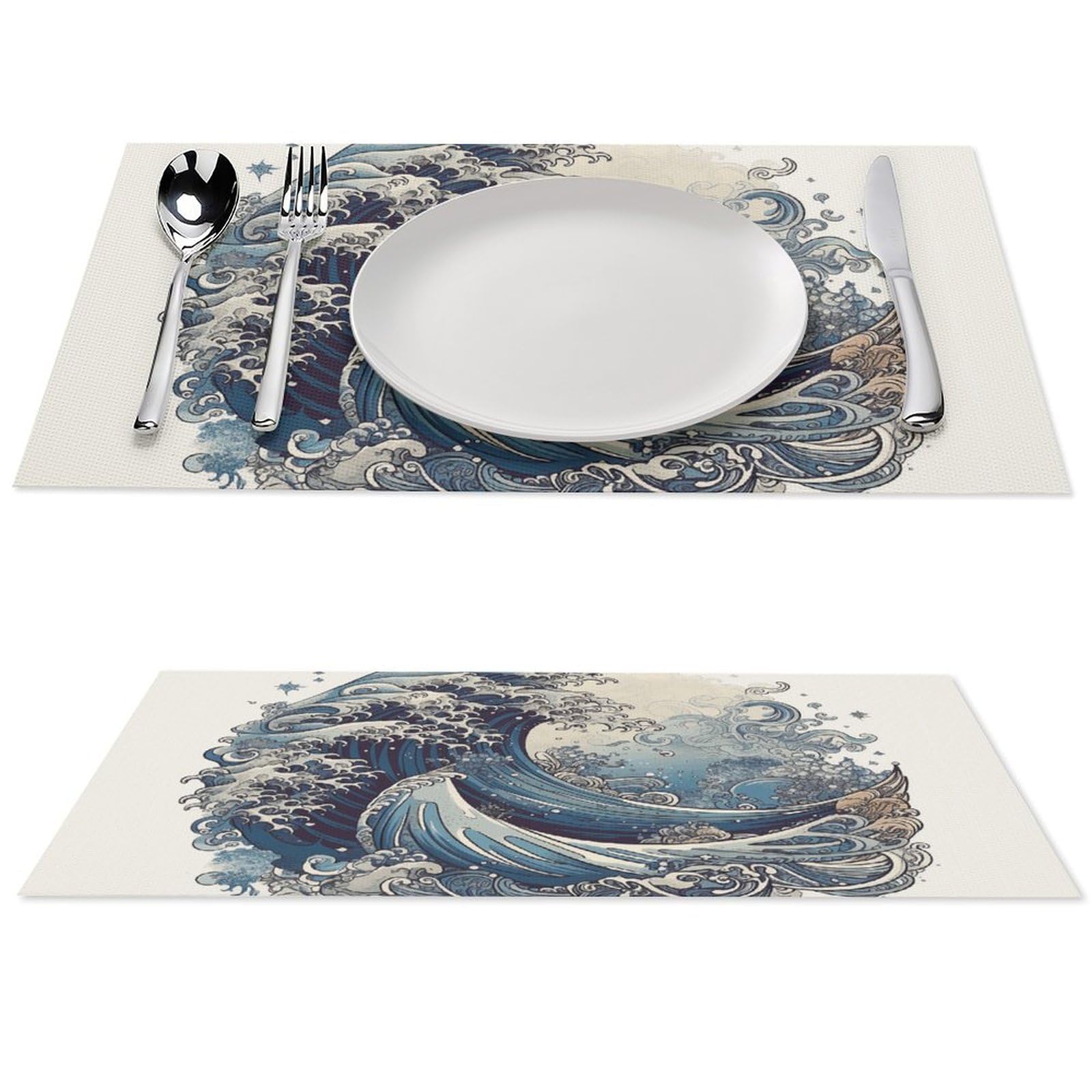 Sets de table lavables et antidérapants lot de 6 pièces en PVC bleu résistant à la chaleur