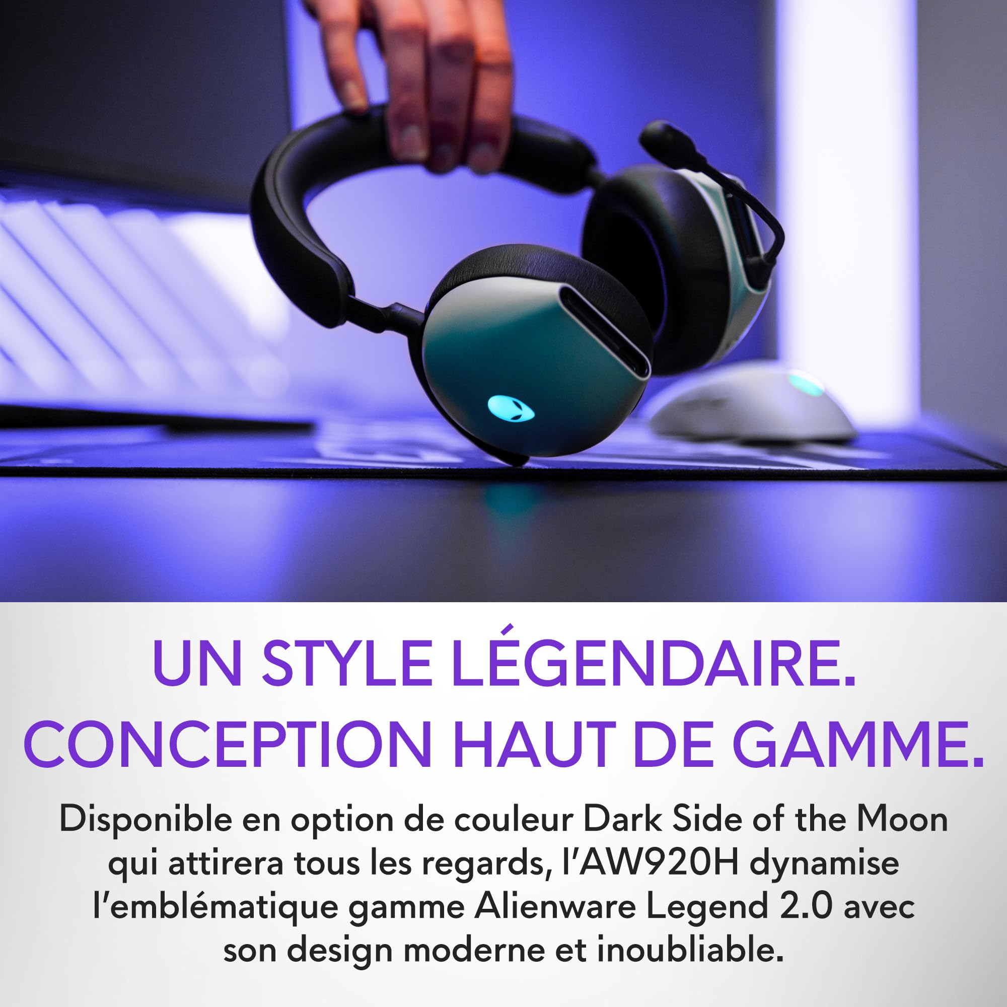 Casque de gaming Tri-Mode sans fil Alienware - AW920H, Lunar Light
