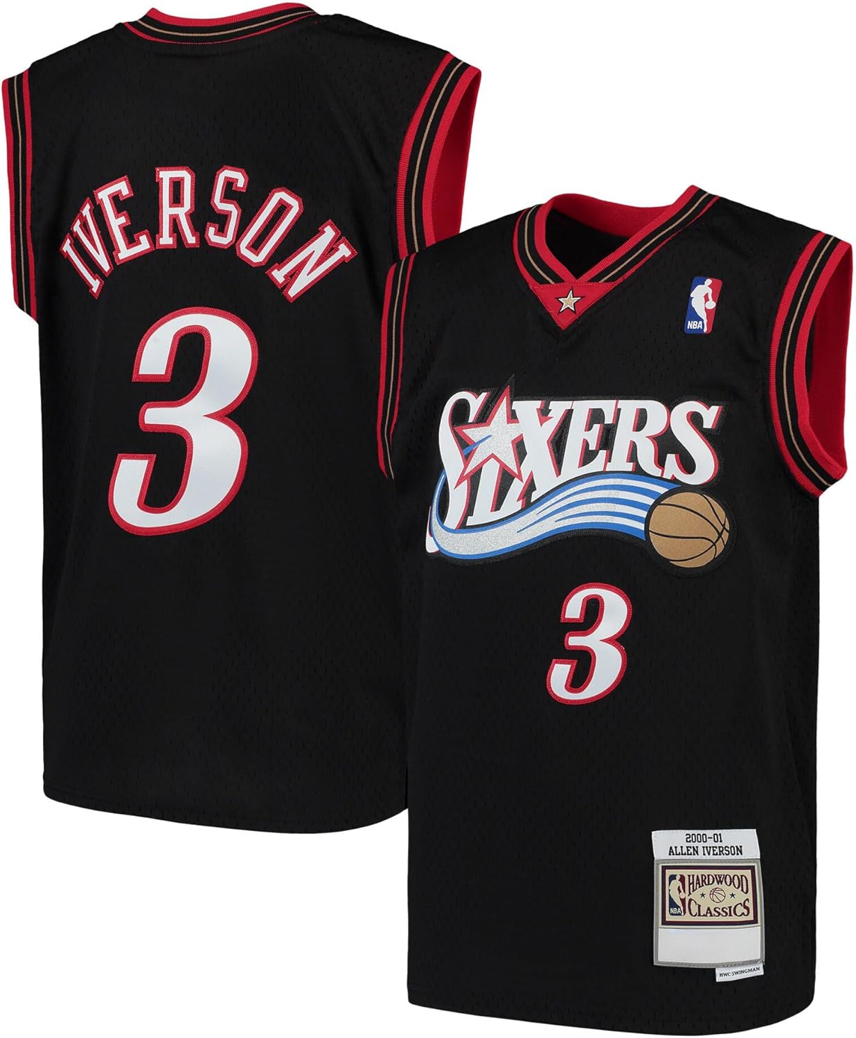 Allen Iverson Philadelphia 76ers NBA Black #3 Kids Youth 8-20 Team Color Home Hardwood Classic Player Jersey