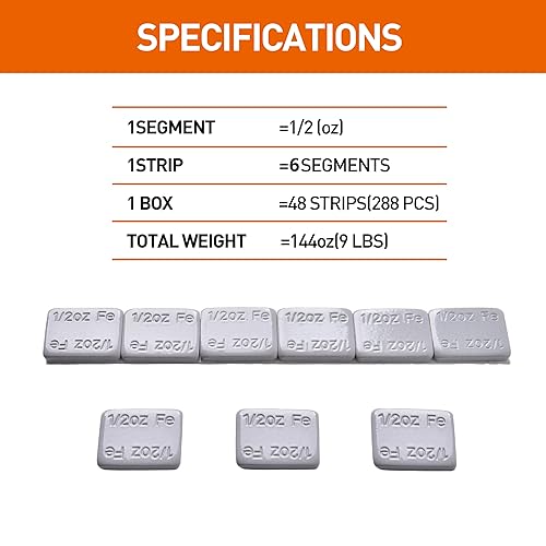 Miniatura 6 de AAIN 2 cajas, 576 unidades, 0.5 onzas, color gris, adhesivo para pesos de rueda para automóviles, camiones, SUV y motocicletas, perfil bajo, caja de