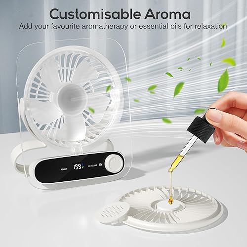 Miniatura 8 de Ventilador de escritorio portátil Ventilador personal pequeño recargable por USB, funciona con pilas con velocidades variables, ultra silencioso