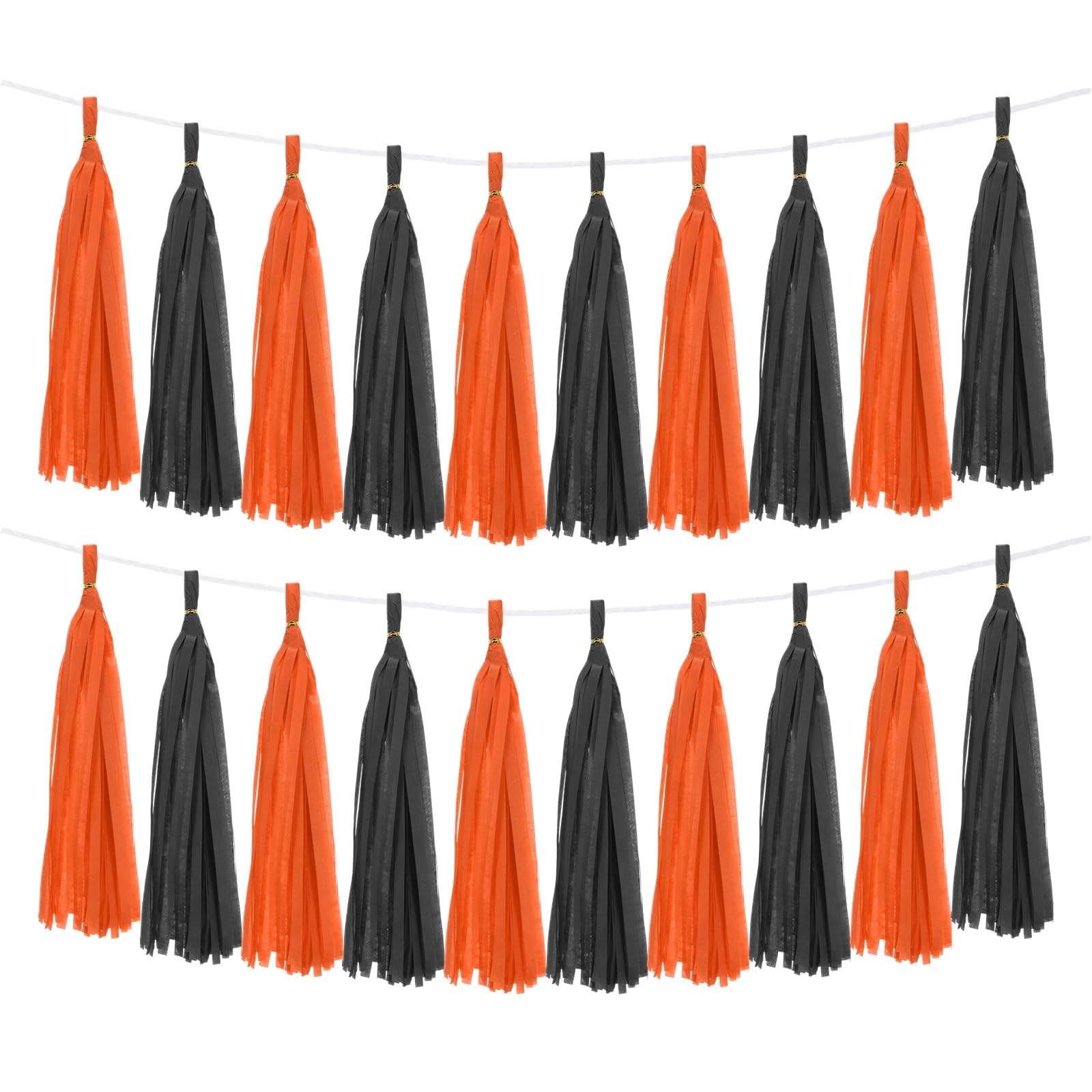 Guirnalda de borlas de papel de seda de 40 piezas kit diy negro y naranja de fiesta