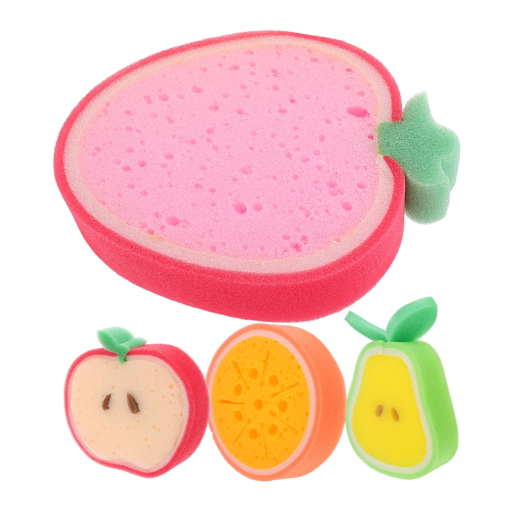 sponges， 4Pcs Sponge Mesh Pouf Washing up,Shower Body Scrubber Dish Cleaning Supplies for Kitchen, Bathroom
