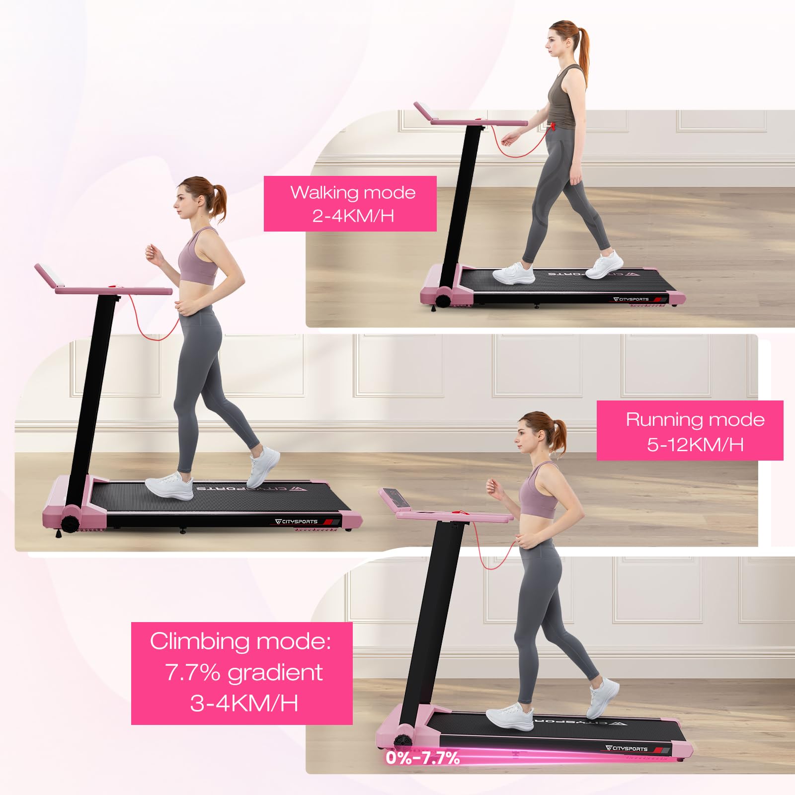 Elektrische Loopband Inklapbaar, MAXI 42 Cm, 1-12 Km/u, App Kinomap Zwift Bitgym 12 Programma S Ruimtebesparend Next 1000 New 2025 Italiaanse Kwaliteit