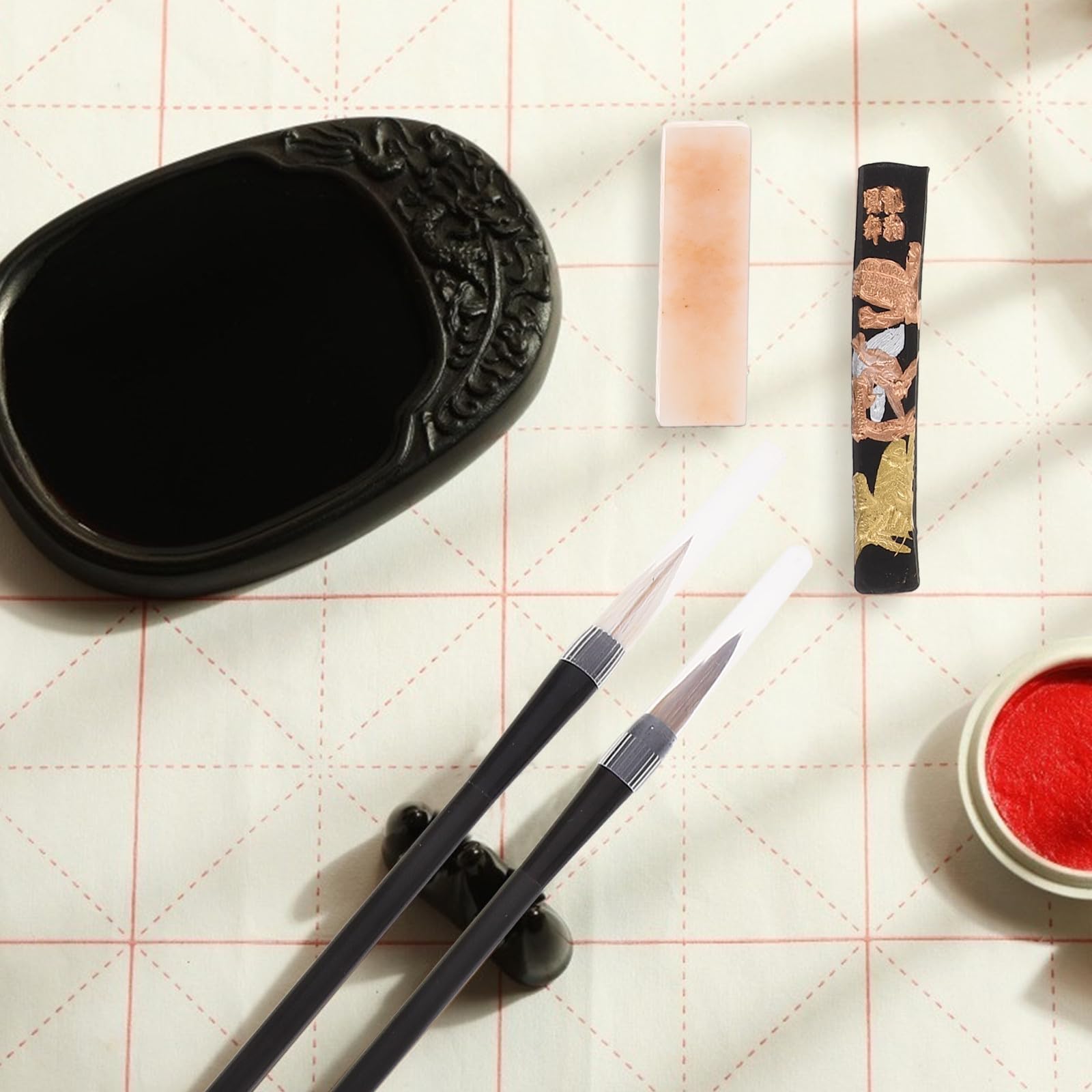 Gadpiparty Chinesisches Kalligraphie Pinselset Vier Schätze des Studiums und Wolfshaar Geeignet für Anfänger Schreibset für Kalligrafie und Kreatives Schreiben