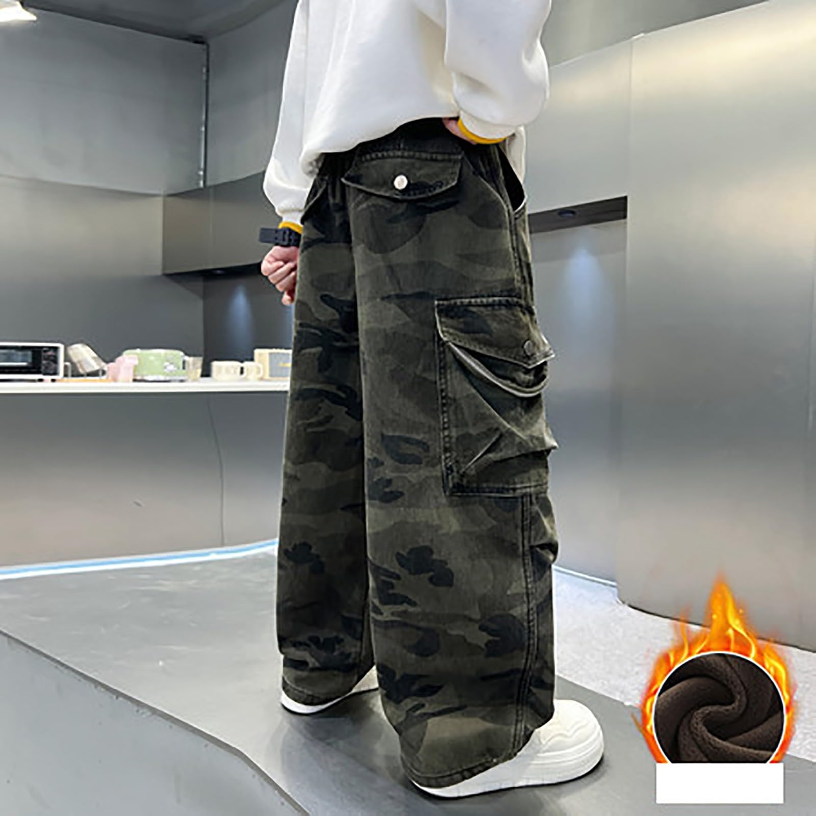 Pantalones cargo para niños, cintura elástica, pantalones deportivos de camuflaje para niños, informales, elegantes, para la escuela, correr, combate, al aire libre
