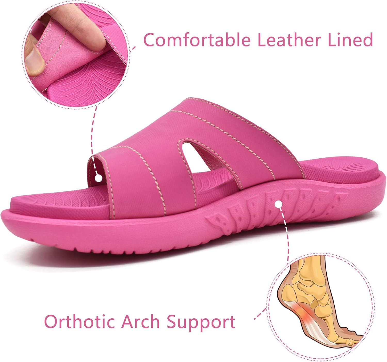 KuaiLu Womens Fashion Orthotic Slides Ladies Lightweight Athletic Yoga Mat Sandals Slip On Thick Cushion Slippers Sandals With Comfortable Plantar Fasciitis Arch Support - Image 5