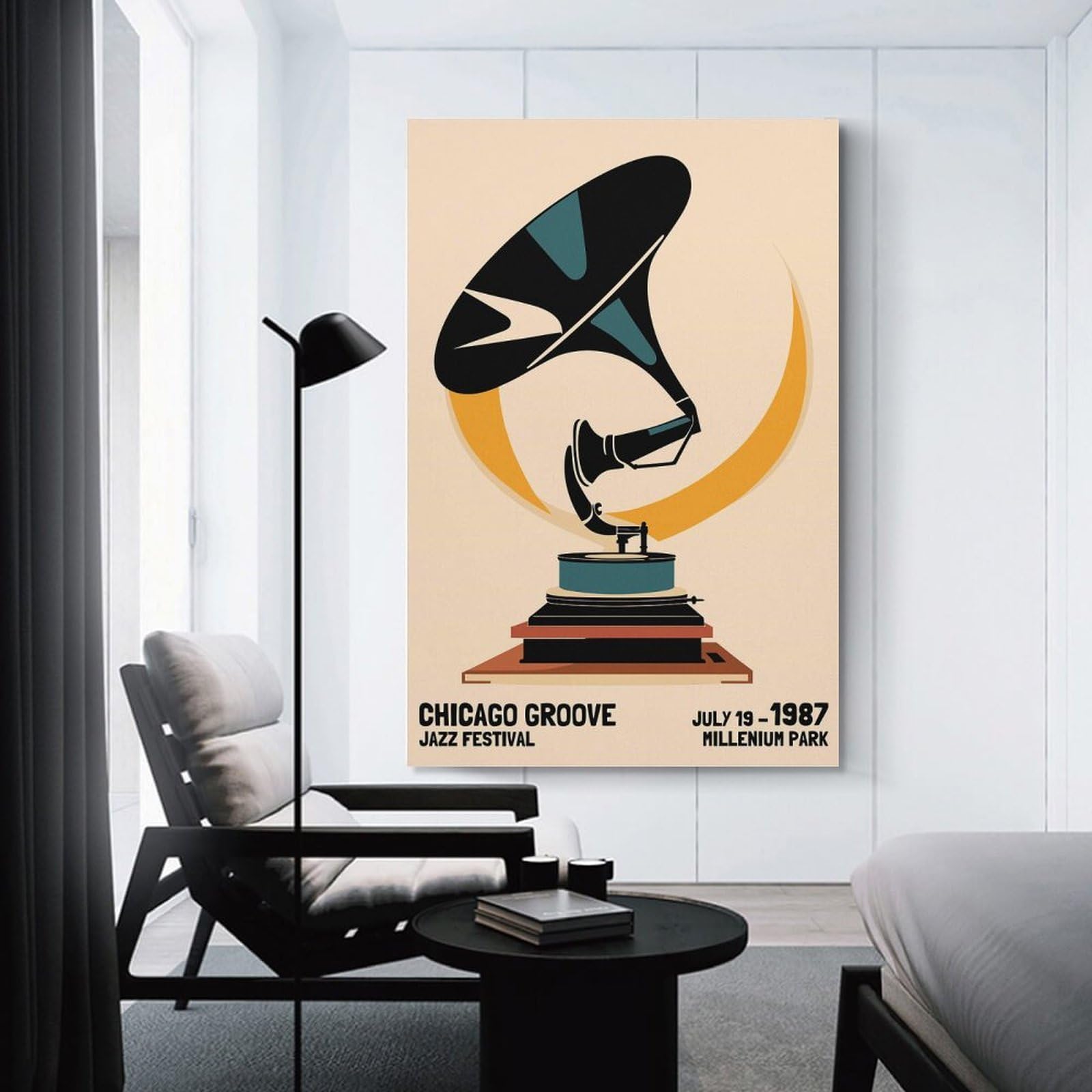 Junmoney Decorative Canvas Print Chicago Groove Jazz Festival, 24x36inch(60x90cm), for Office, Study Or Home Workspace, Decorative Artwork for Productive Spaces