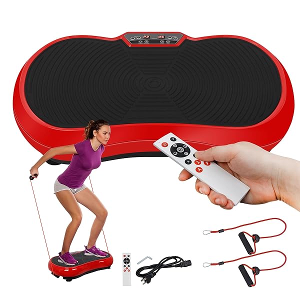 SUPER DEAL Pro Vibration Plate Exercise Machine - Whole Body Workout Vibration Fitness Platform Fit Massage Workout Trainer w/Loop Bands + Bluetooth + Remote, 99 Levels