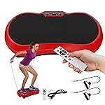 SUPER DEAL Pro Vibration Plate Exercise Machine - Whole Body Workout Vibration Fitness Platform Fit Massage Workout Trainer w/Loop Bands + Bluetooth + Remote, 99 Levels (Red)